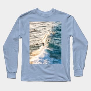 Surfers on a Golden Wave Long Sleeve T-Shirt